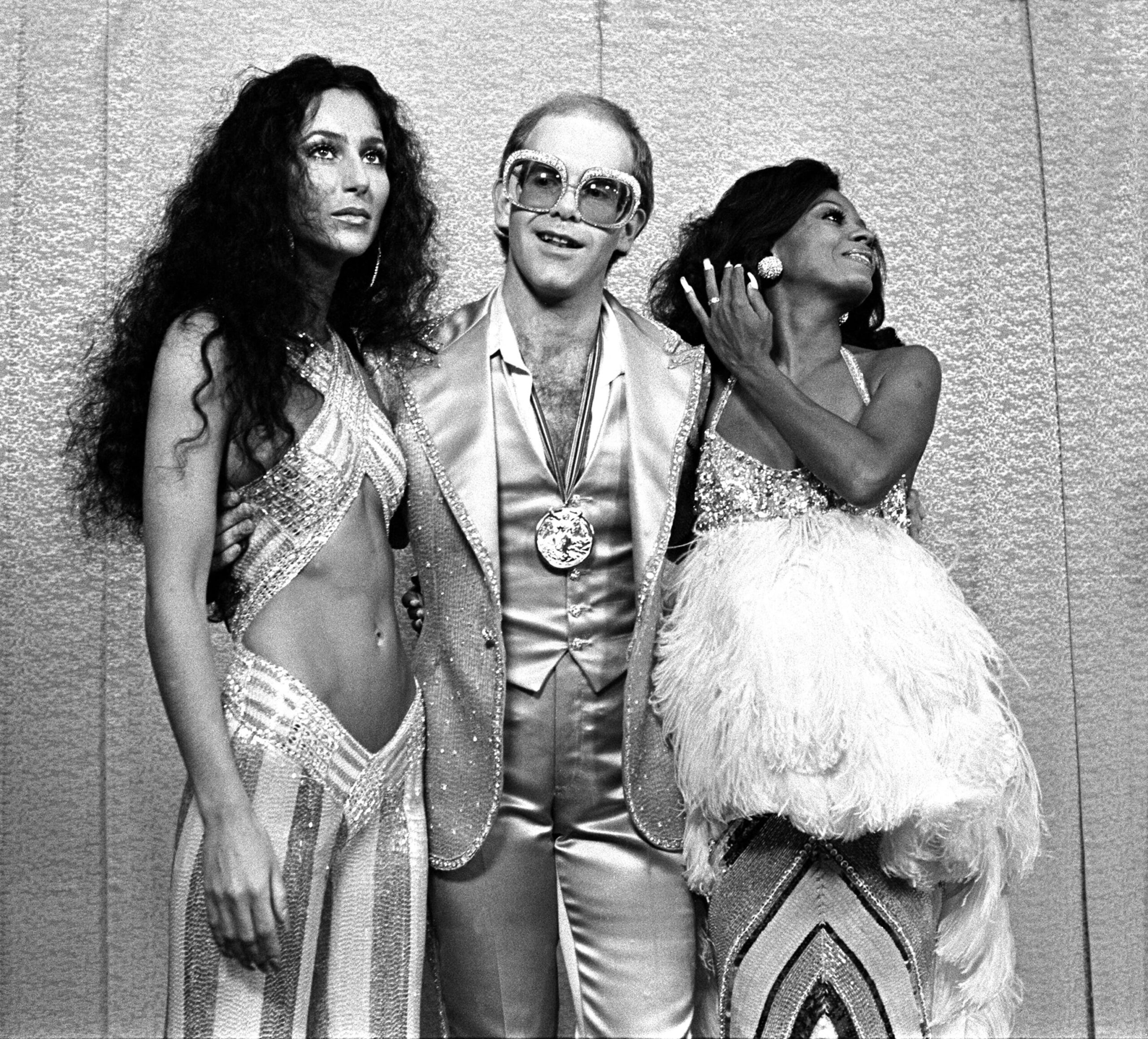 Cher, Elton John and Diana Ross at Rock Awards Santa Monica Civic Auditorium 1975; ph. ©Mark SullivanContour by Getty Images